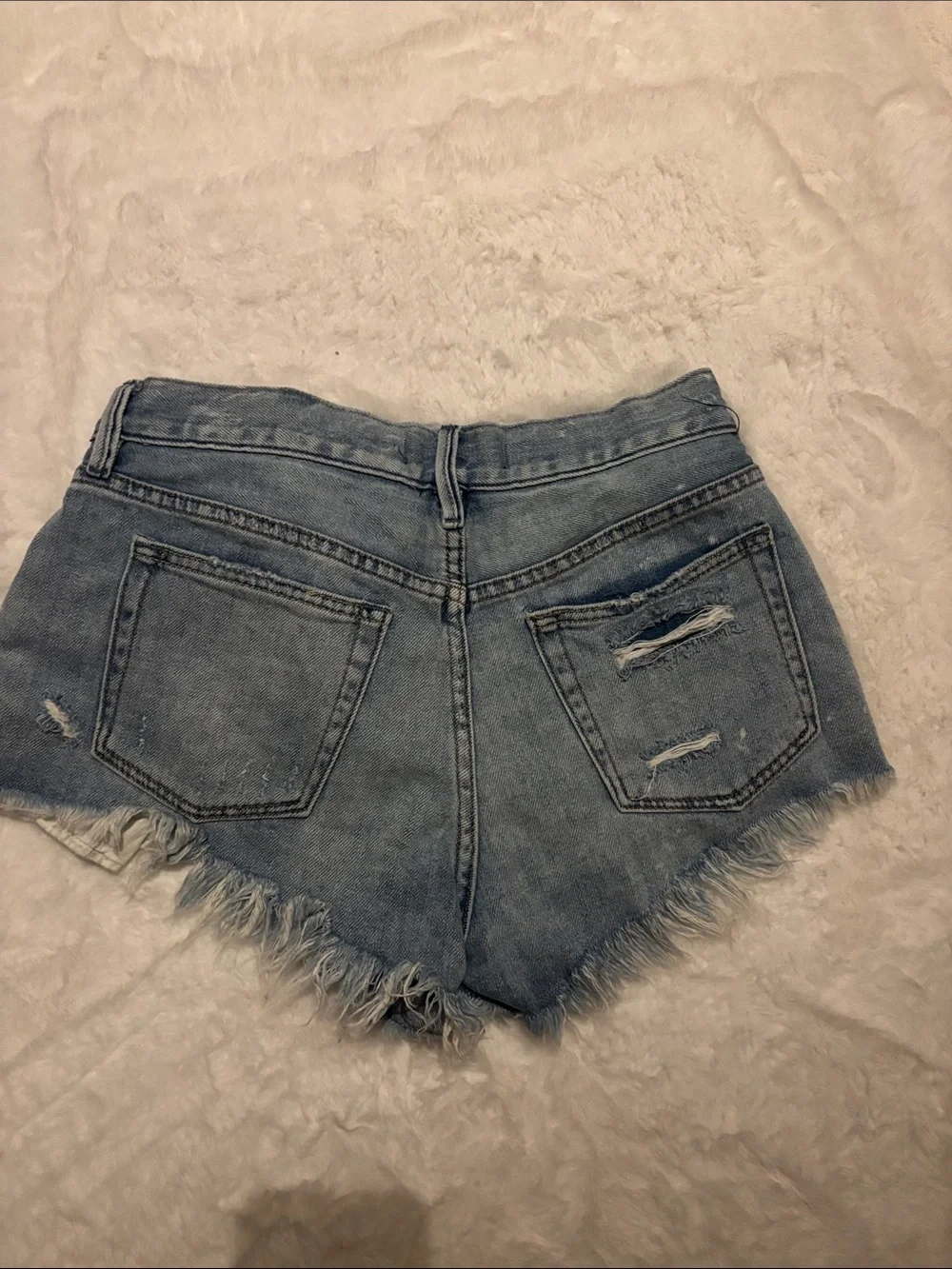 We The Free Light Blue Distressed Denim Cutoff Shorts